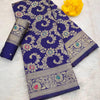 Winsome Royal Blue Soft Banarasi Silk Saree With Adorning Blouse Piece