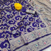 Winsome Royal Blue Soft Banarasi Silk Saree With Adorning Blouse Piece