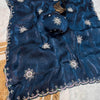 Traditional Blue Sequence Work Fandy Silk Saree With Demure Blouse Piece