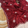 Amazing Maroon Sequence Work Fandy Silk Saree With Entrancing Blouse Piece