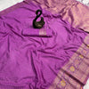 Beautiful Lavender Soft Banarasi Silk Saree With Snazzy Blouse Piece