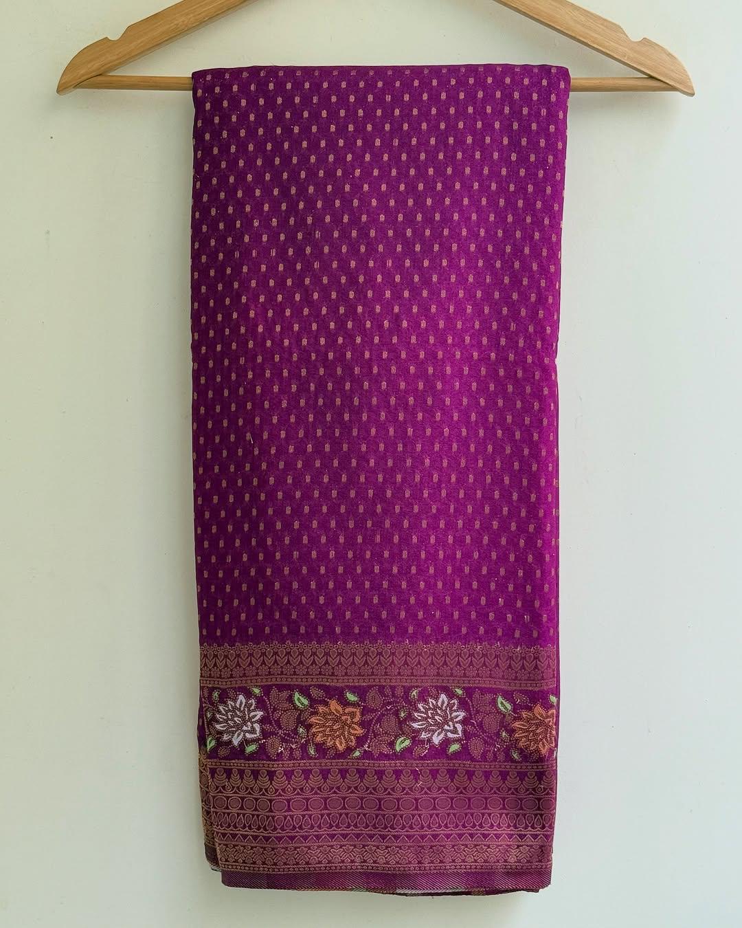 Beautiful Purple Soft Banarasi Silk Saree With Snazzy Blouse Piece