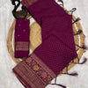 Beautiful Purple Soft Banarasi Silk Saree With Snazzy Blouse Piece