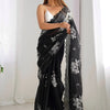Glowing Black Sequence Work Jimmy Choo Silk Saree With Fairytale Blouse Piece