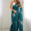 Glowing Blue Sequence Work Jimmy Choo Silk Saree With Fairytale Blouse Piece