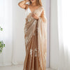 Glowing Brown Sequence Work Jimmy Choo Silk Saree With Fairytale Blouse Piece
