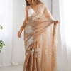 Glowing Brown Sequence Work Jimmy Choo Silk Saree With Fairytale Blouse Piece