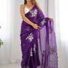 Glowing Purple Sequence Work Jimmy Choo Silk Saree With Fairytale Blouse Piece