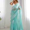 Glowing Sky Sequence Work Jimmy Choo Silk Saree With Fairytale Blouse Piece