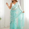 Glowing Sky Sequence Work Jimmy Choo Silk Saree With Fairytale Blouse Piece