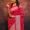 Lassitude Dark Pink Soft Silk Saree With Scintilla Blouse Piece