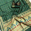 Arresting Dark Green Paithani Silk Saree With Divine Blouse Piece