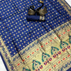 Grandiose Navy Blue Paithani Silk Saree With Majesty Blouse Piece