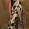 Engaging Beige Digital Printed Crape Silk Saree With Blooming Blouse Piece