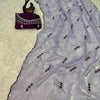 Stylish Lavender Sequence Work Fandy Silk Saree With Elegant Blouse Piece
