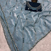Ravishing Sky Sequence Work Fandy Silk Saree With Gorgeous Blouse Piece