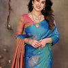 Devastating Blue Soft Banarasi Silk Saree With Majesty Blouse Piece