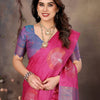 Mesmerising Dark Pink Soft Banarasi Silk Saree With Adorable Blouse Piece