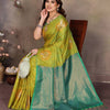 Engrossing Green Soft Banarasi Silk Saree With Gossamer Blouse Piece
