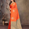 Forbearance Orange Soft Banarasi Silk Saree With Adoring Blouse Piece