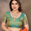 Extraordinary Rama Soft Banarasi Silk Saree With Angelic Blouse Piece