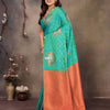 Dazzling Sea Green Soft Banarasi Silk Saree With Enigmatic Blouse Piece