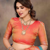 Engaging Firozi Soft Banarasi Silk Saree With Exuberant Blouse Piece