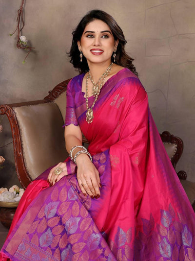 Wonderful Magenta Soft Banarasi Silk Saree With Trendy Blouse Piece
