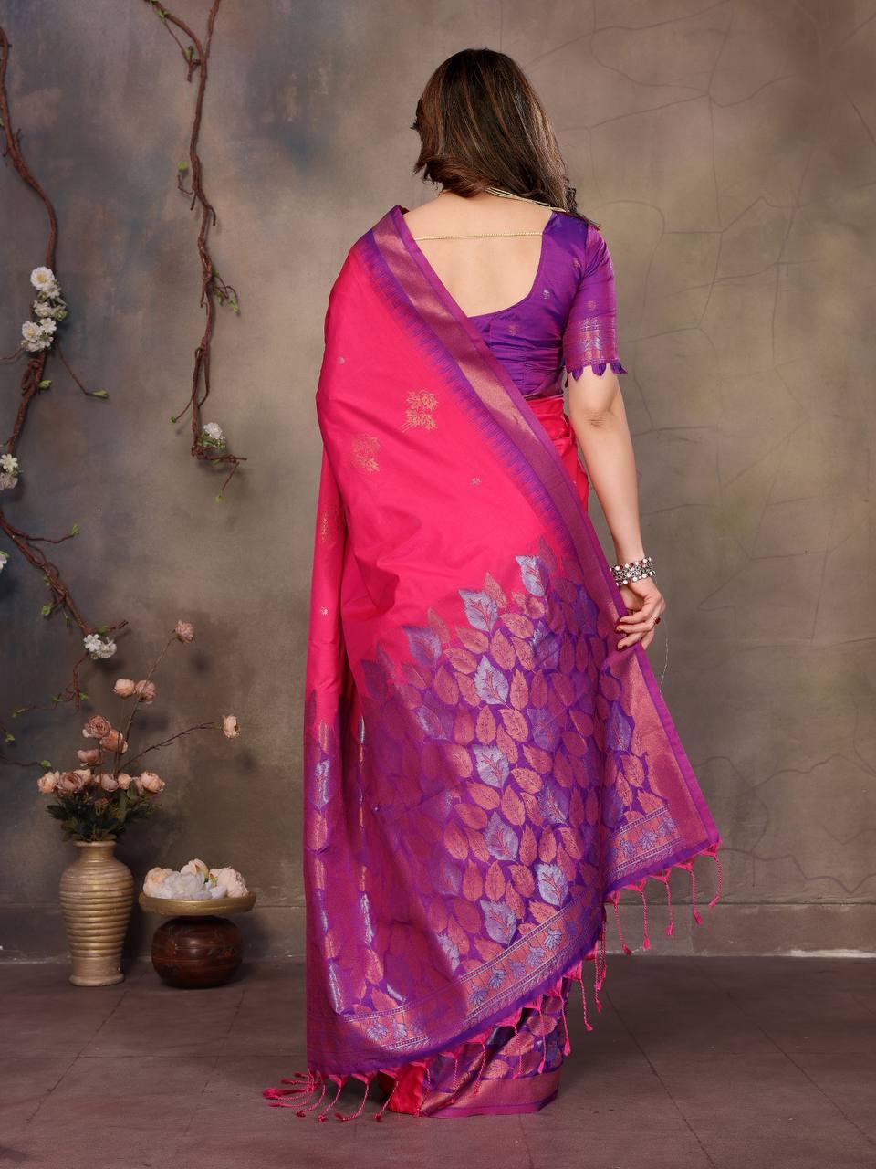 Wonderful Magenta Soft Banarasi Silk Saree With Trendy Blouse Piece