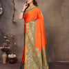 Gratifying Orange Soft Banarasi Silk Saree With Improbable Blouse Piece