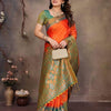 Gratifying Orange Soft Banarasi Silk Saree With Improbable Blouse Piece
