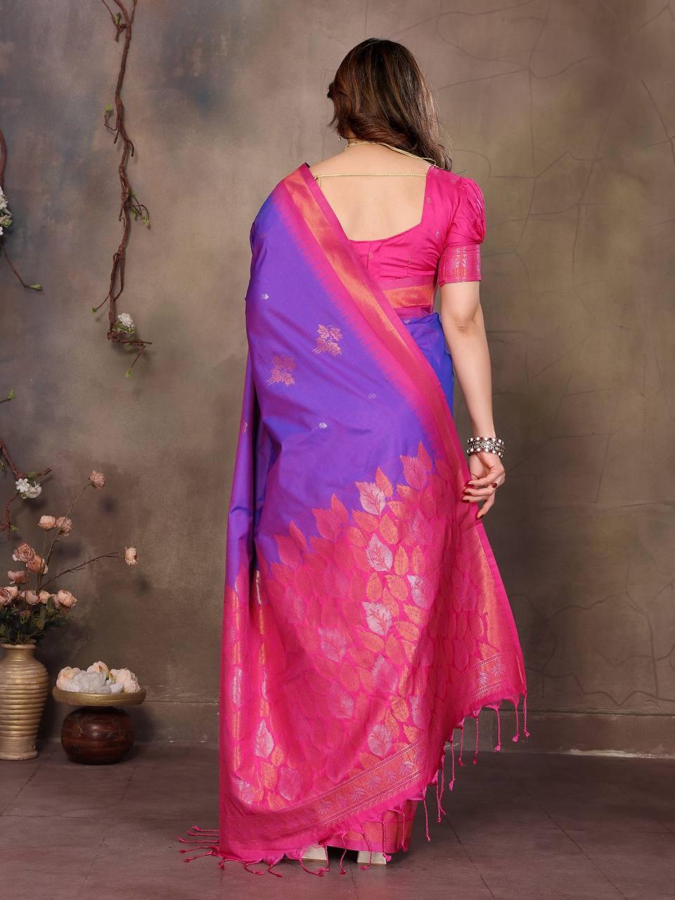 Staring Purple Soft Banarasi Silk Saree With Capricious Blouse Piece