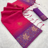 Prominent Dark Pink Soft Banarasi Silk Saree With Comely Blouse Piece