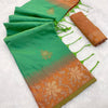 Eloquence Green Soft Banarasi Silk Saree With Whimsical Blouse Piece