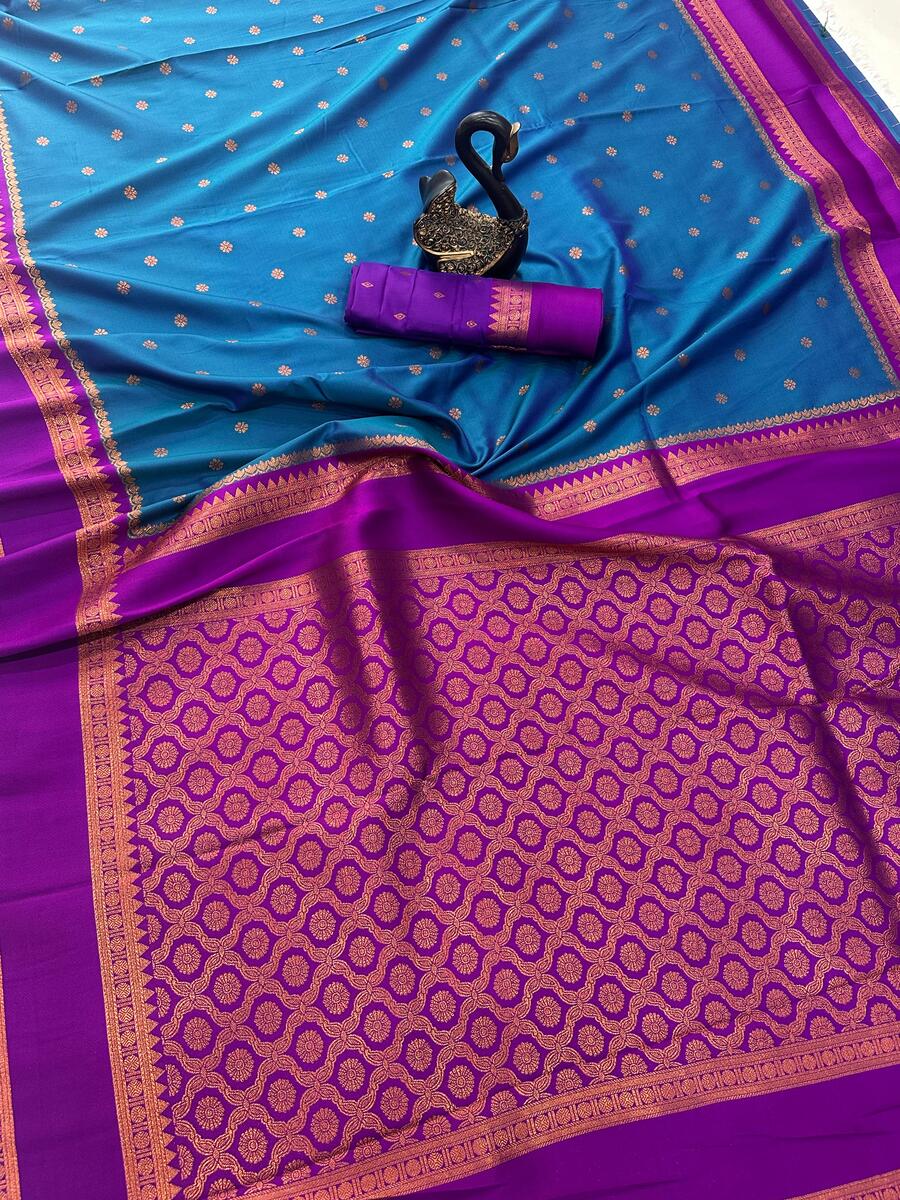 Sophisticated Teal Blue Soft Banarasi Silk Saree With Rhapsodic Blouse Piece