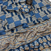 Redolent Blue Ajrakh Printed Gajji Soft Silk Saree With Deserving Blouse Piece