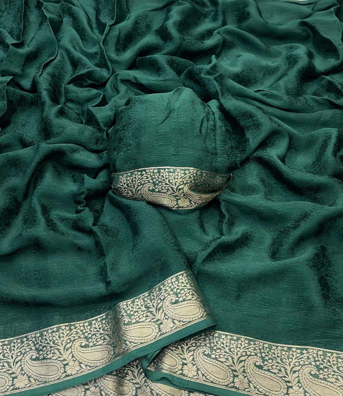 Imaginative Dark Green Soft Banarasi Silk Saree With Designer Blouse Piece