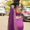 Ebullience Purple Soft Banarasi Silk Saree With Stunning Blouse Piece