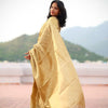Lagniappe Golden Soft Tissue Silk Saree With Petrichor Blouse Piece