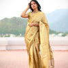 Lagniappe Golden Soft Tissue Silk Saree With Petrichor Blouse Piece