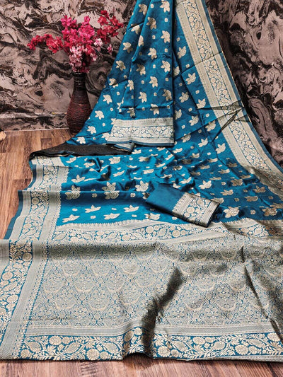 Dulcet Blue Soft Silk Saree With Eye-catching Blouse Piece