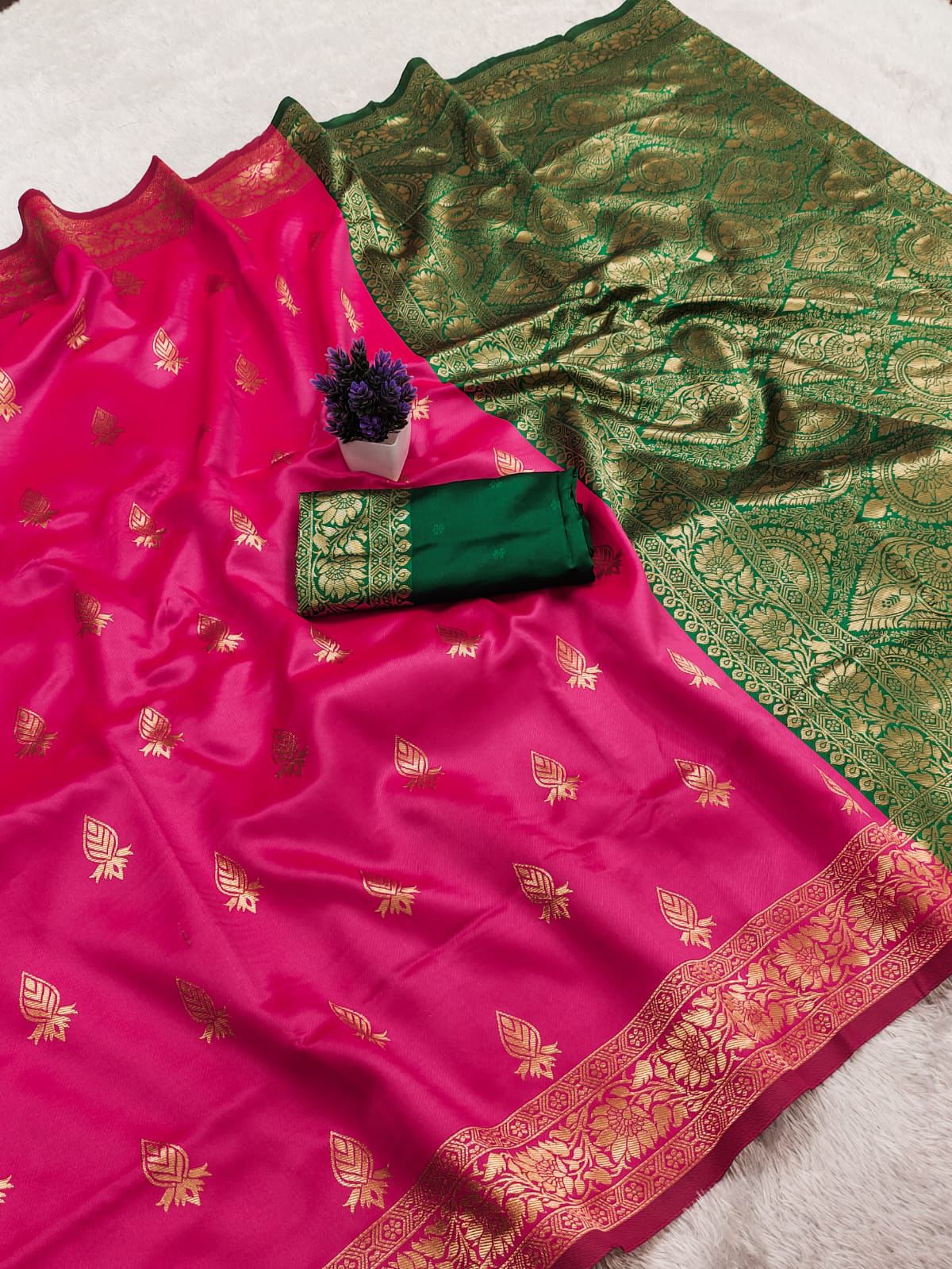 Adorable Dark Pink Soft Silk Saree With Mellifluous Blouse Piece
