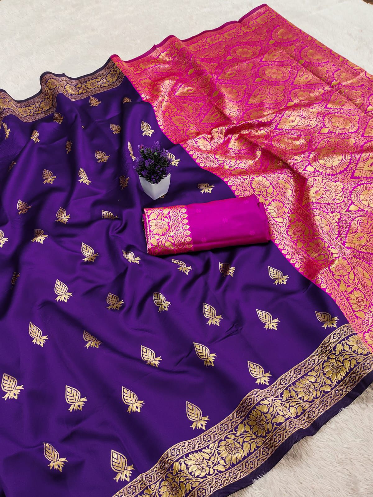 Girlish Purple Soft Silk Saree With Eclat Blouse Piece