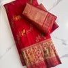 Dalliance Red Soft Banarasi Silk Saree With Posh Blouse Piece