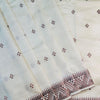 Lovely Off White Embroidery Work Tussar Silk Saree With Demanding Blouse Piece