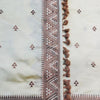 Lovely Off White Embroidery Work Tussar Silk Saree With Demanding Blouse Piece
