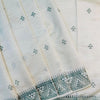 Stunner Off White Embroidery Work Tussar Silk Saree With Elision Blouse Piece