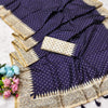Fugacious Navy Blue Embroidery Work Tussar Silk Saree With Woebegone Blouse Piece