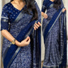 Epiphany Blue Digital Printed Dola Silk Saree With Evanescent Blouse Piece