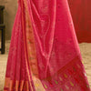 Ideal Dark Pink Soft Banarasi Silk Saree With Impressive Blouse Piece